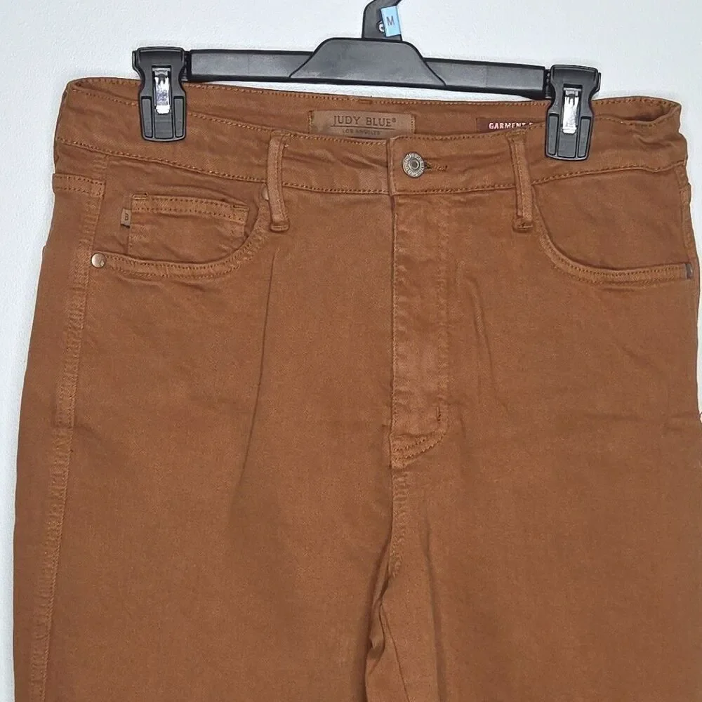Judy Blue JB88805  Wide Leg  Jeans Women's 13/31 Brown Garment Dyed Cropped